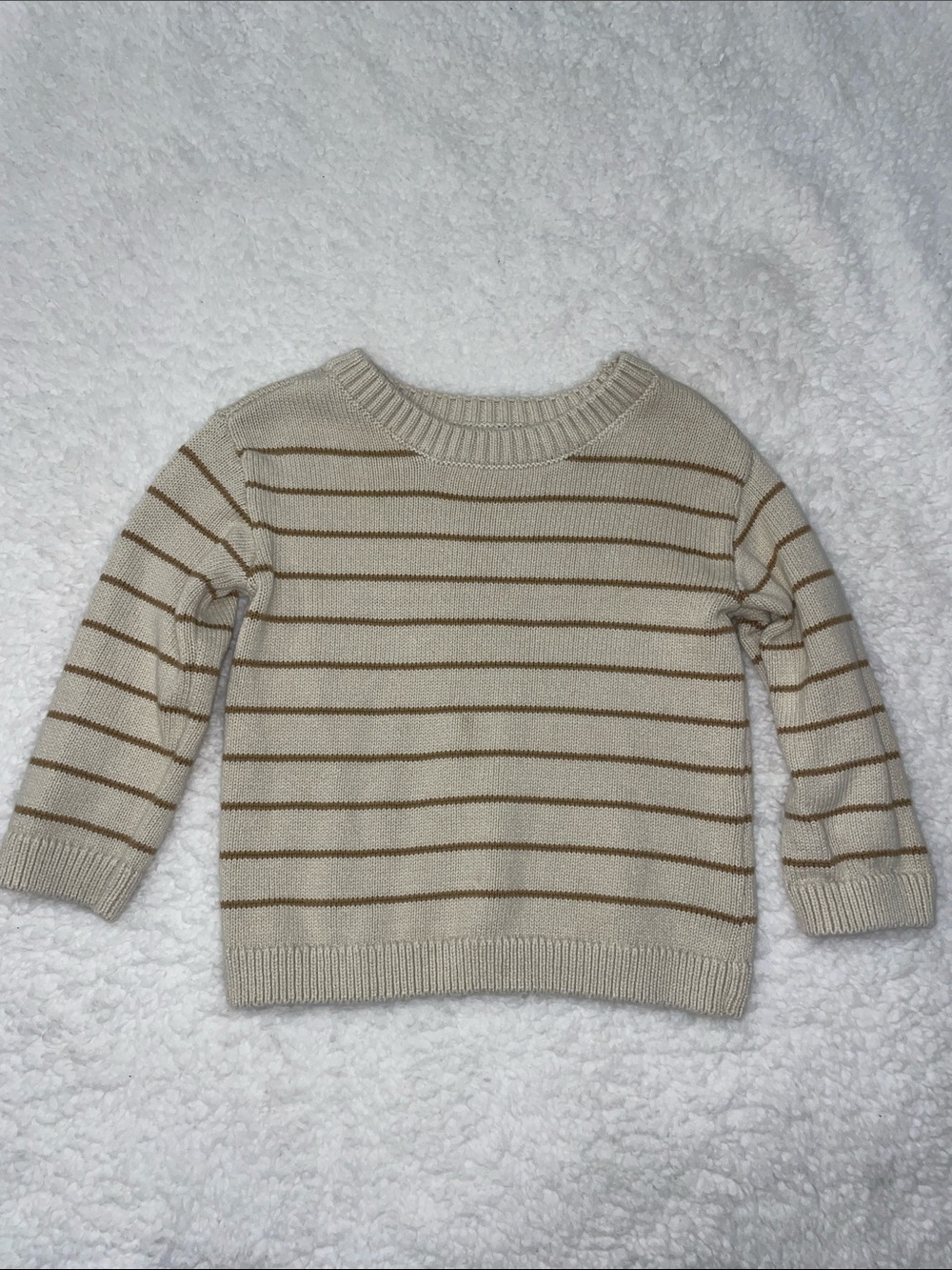 Carter's Cream Sweater with Tan Stripes